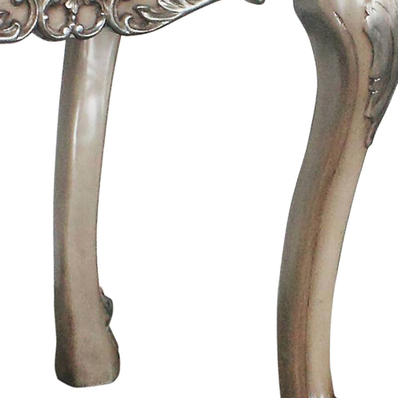 Table de bout traditionnelle carrée en blanc rétro avec des gravures élégantes et des éléments décoratifs en os complexes