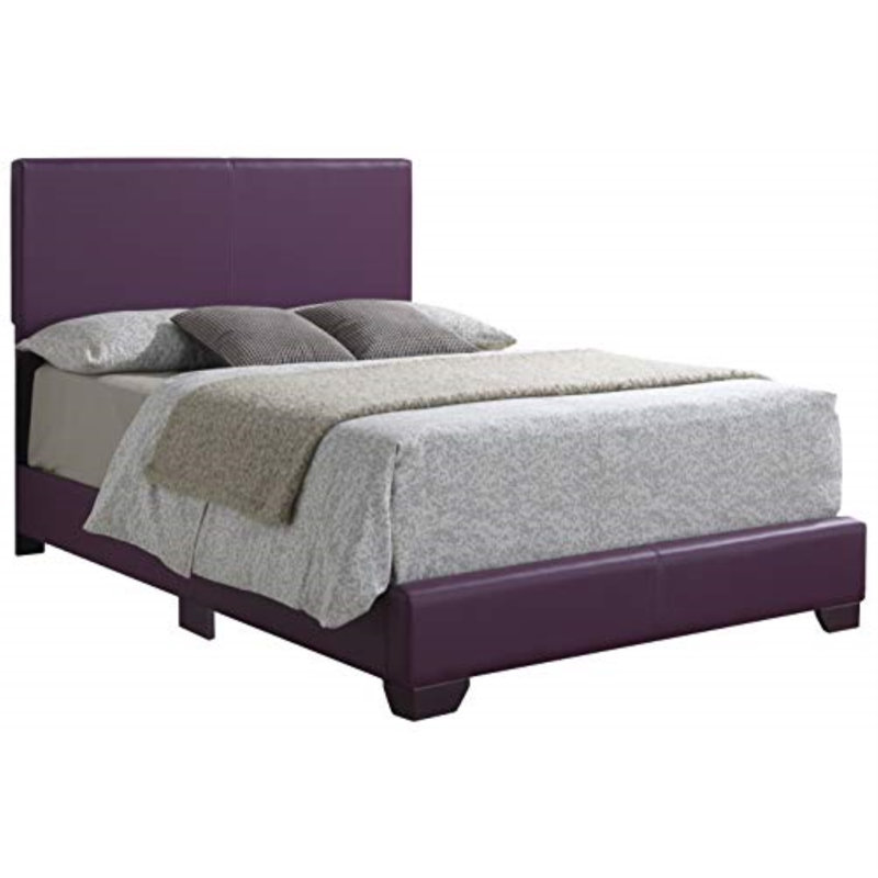 Upholstered Low Profile Standard Bed, Full, Purple