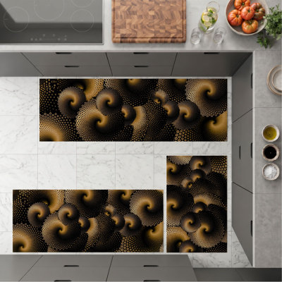 Golden Swirls Non-Slip Washable Kitchen Mats