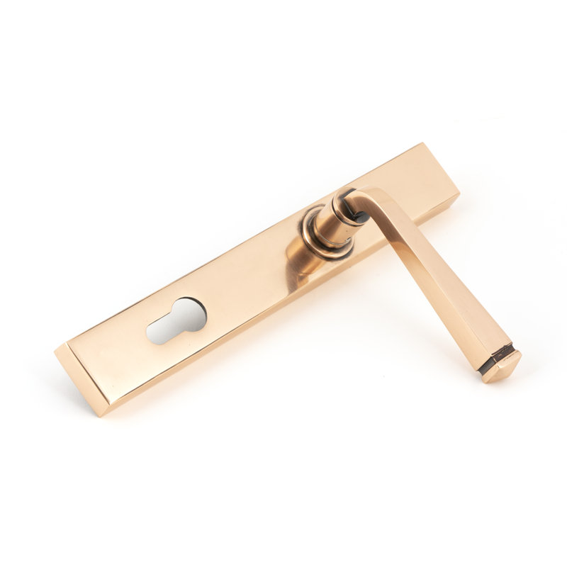 Avon Lock Door Handle, Polished Bronze