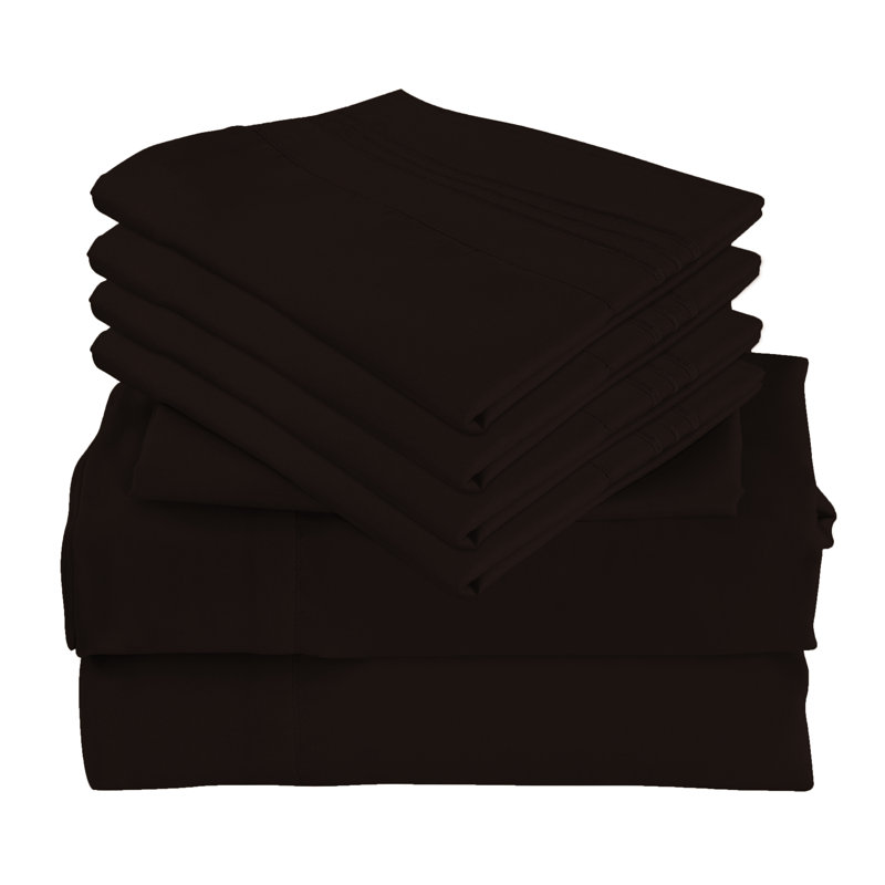 Premium Rayon From Bamboo 6 Pc Sheet Set With Deep Pockets, Cooling, Coffee, Split King Sheet Set with 4 Pillowcases