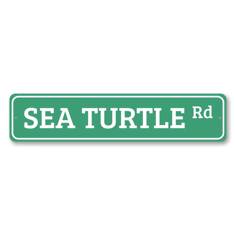 Plaque en aluminium Sea Turtle Road, H 4 po x l 18 po x P 0,04 po