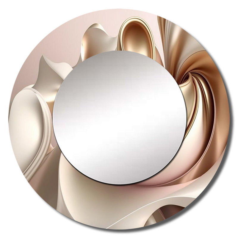 Subtle Sophistication In Exquisite Pink II - Abstract Liquid Ink Round Mirror Wall Decor, 29" x 29"