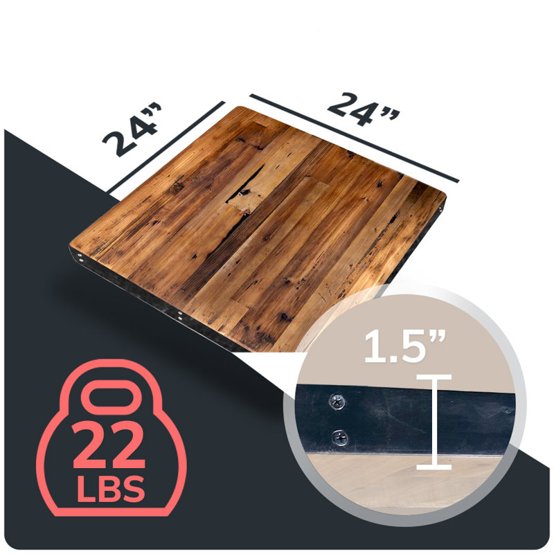 Le plateau de table The Industrial Farmhouse, H 1,5 po x L 24 po x l 24 po