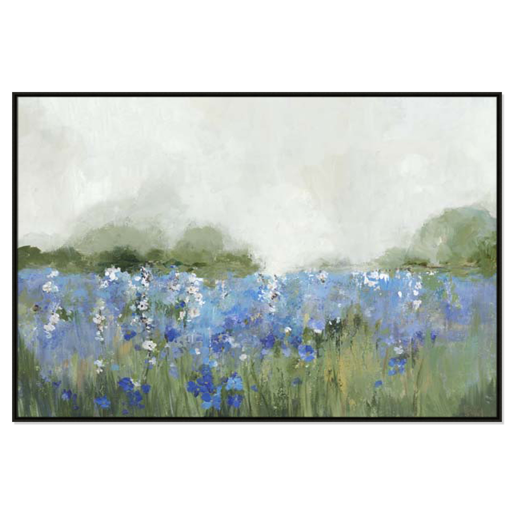 Meadows Bluebells Field by Allison Pearce, Espresso Framed, 41.5" H x 61.5" W x 2" D