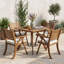 Ensemble de salle à manger 5 pièces en bois d'acacia avec quatre fauteuils rembourrés résistants à l'eau et une table à plateau à lattes