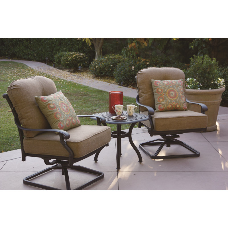 Nanafalia 3-Piece Patio Conversation Set with Cushions and 21'' Square End Table