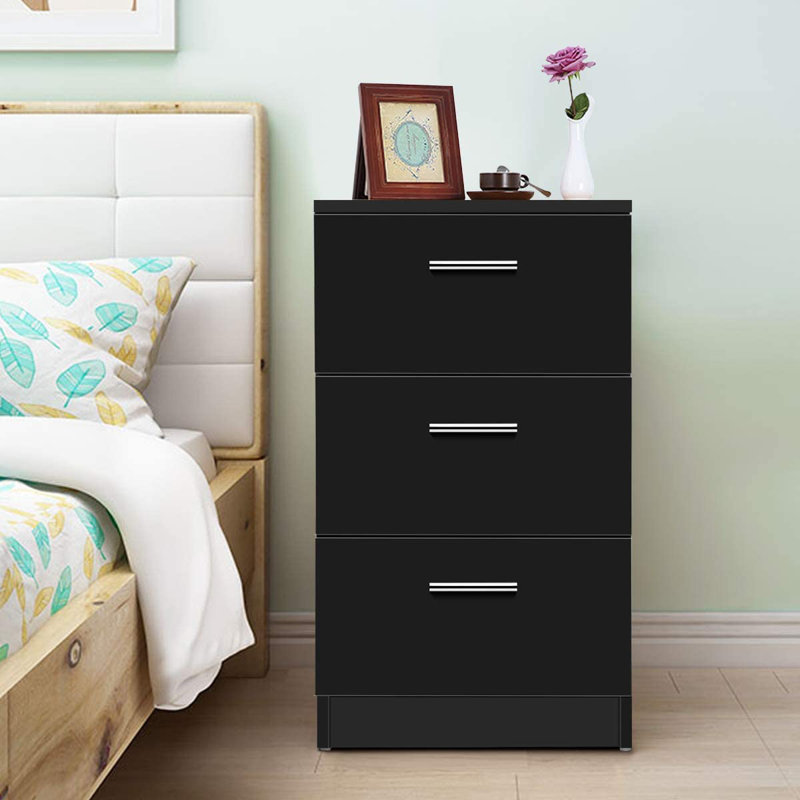 Assie Floor Shelf End Table, Black