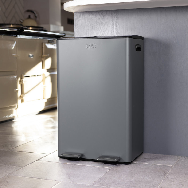 Step On Multi-Compartment Rubbish & Recycling Bin - 60L, Grey