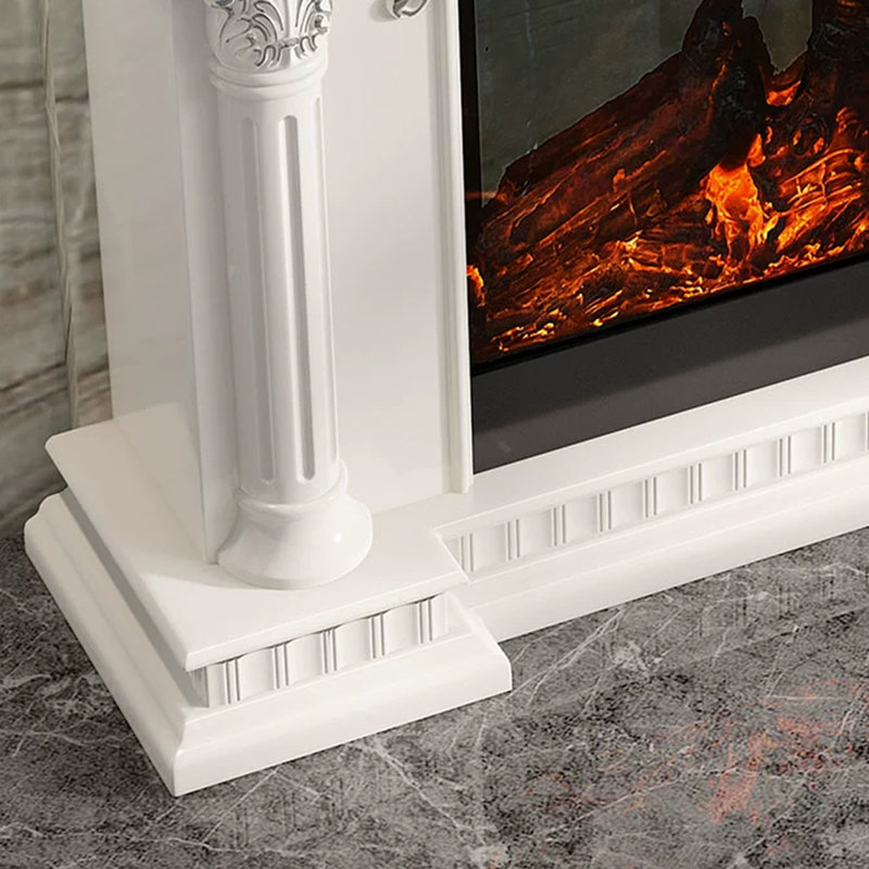 Foyer électrique blanc en bois massif
