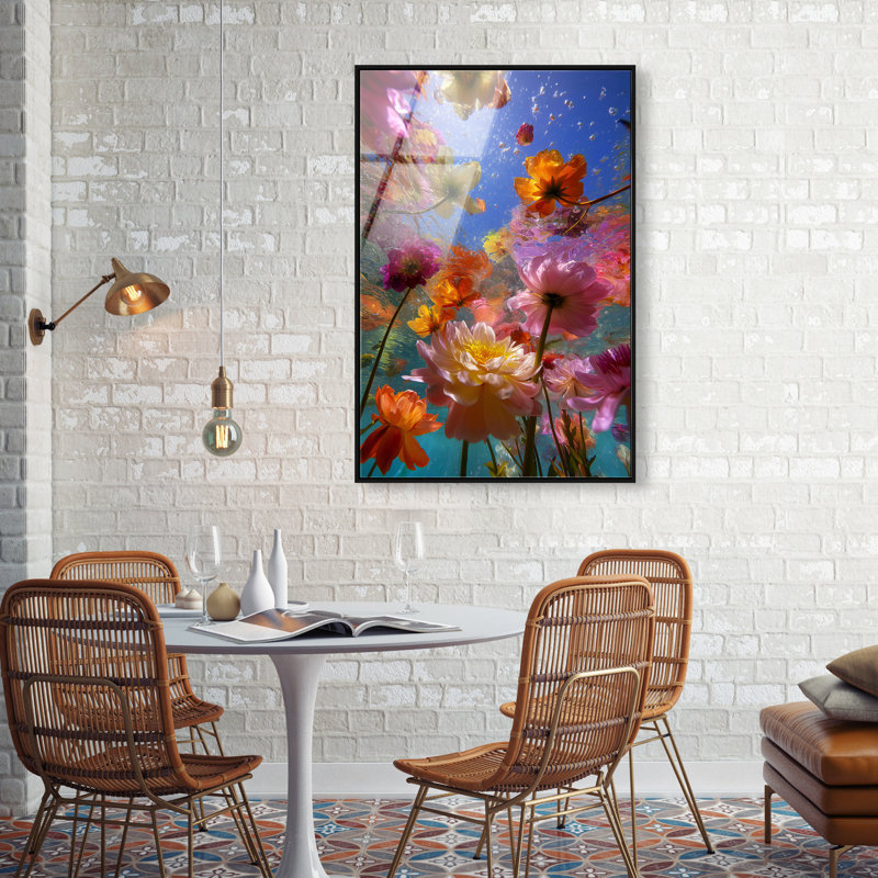 Liquid Bloom II Print, 31"H x 21"W, Black Floater Frame