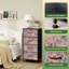 Commode 4 tiroirs pour chambre à coucher Jardin fantaisiste Tasses à thé Champignons Papillons Fleurs Petite commode à vêtements pour garde-robe avec commode