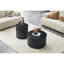 Ensemble de 2 tables basses gigognes, tables rondes en panneau de fibres à densité moyenne avec rangement intégré, tables d'appoint élégantes à grain de bois noir pour salon, chambre à coucher, table basse-125909517