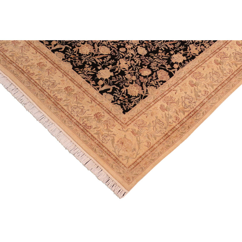 Hand-Knotted Black Wool Traditional Rectangular Rug 8'1'' x 10'1''
