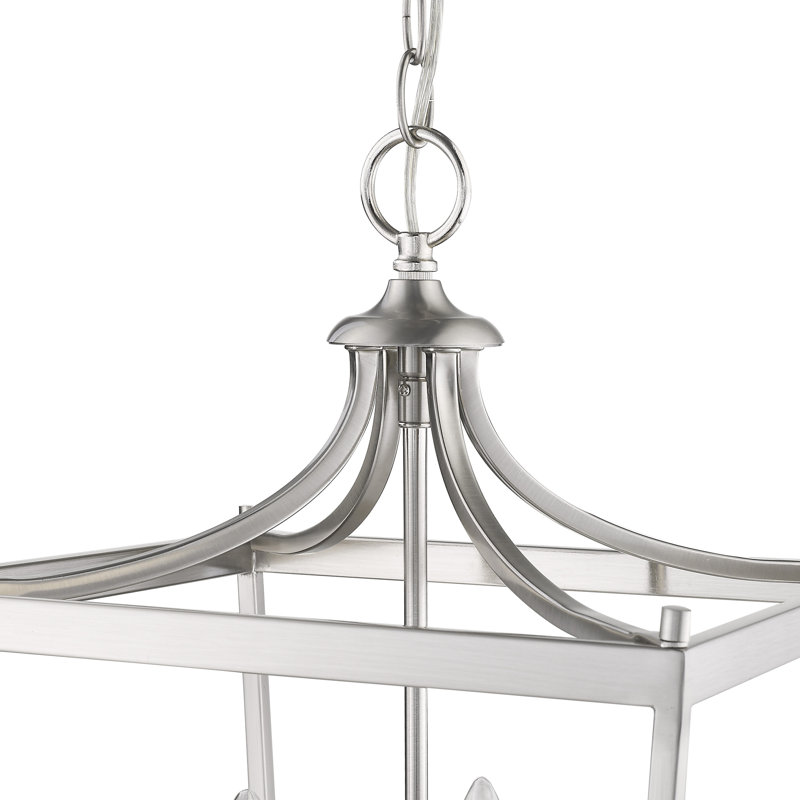 Luminaire suspendu géométrique à 4 lumières Rancourt, Nickel satiné