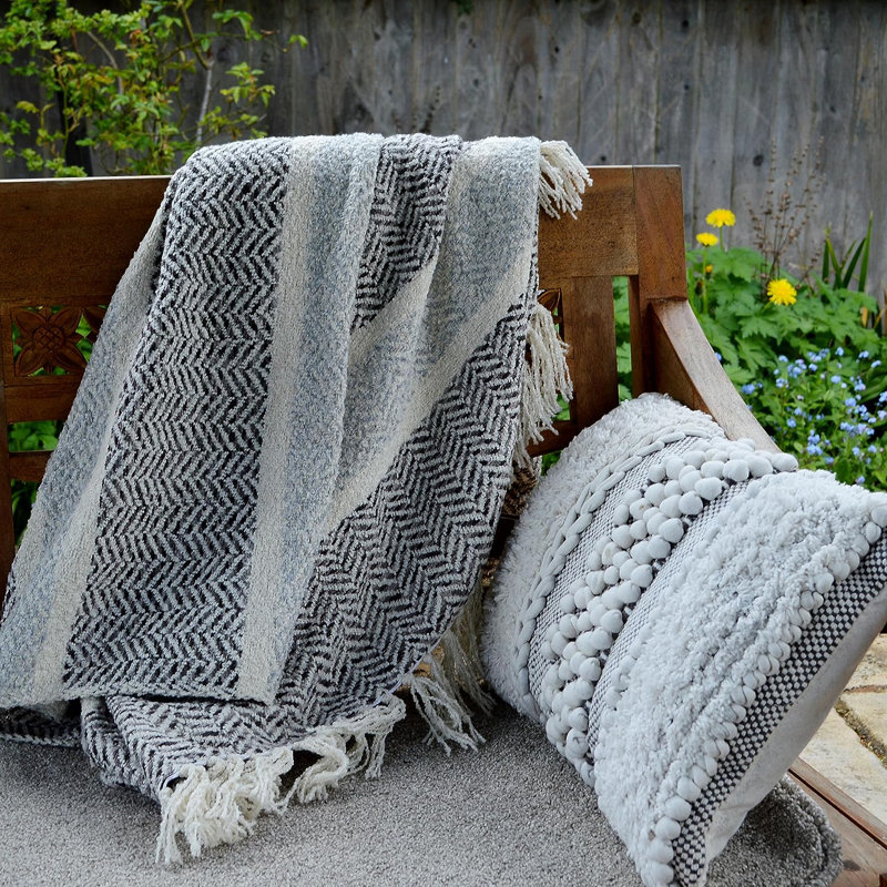 Nat Soft Herringbone Throw, Grey, W150 x L200cm
