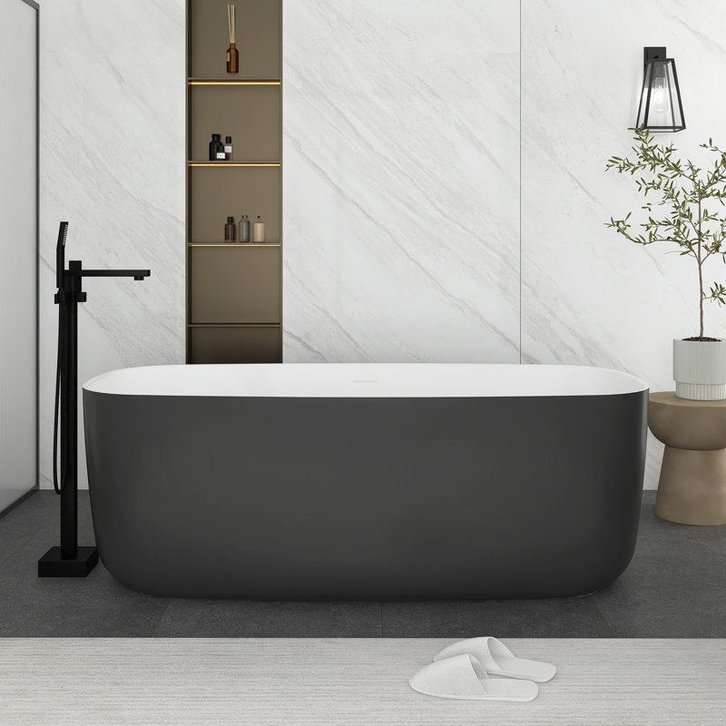 Baignoire de trempage autoportante en acrylique de 58,5 po x 28,08 po, gris