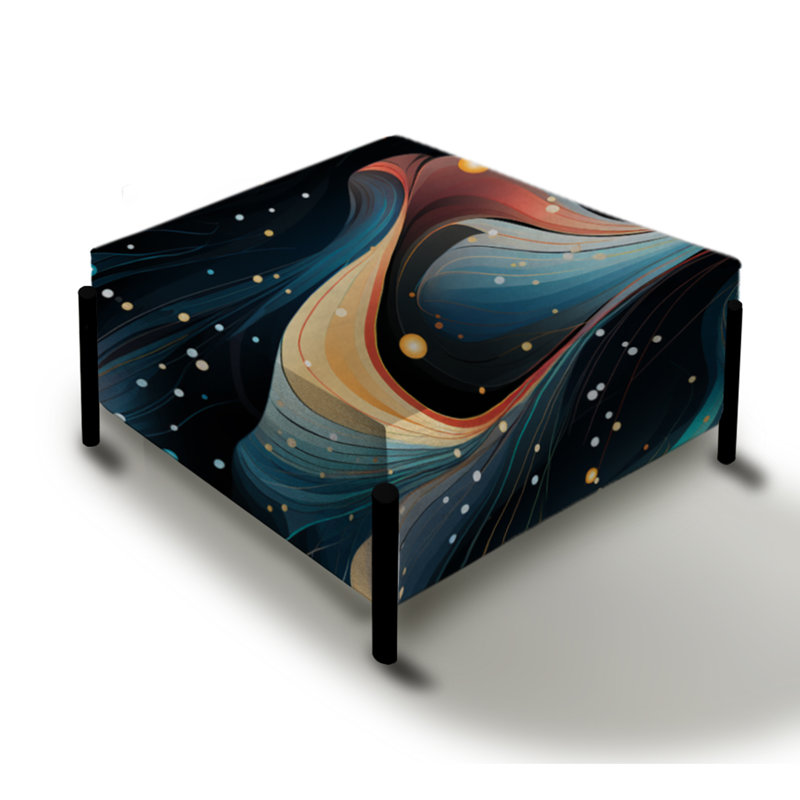Celestial Dreams Galaxy Pattern - Abstract Large Square Ottoman