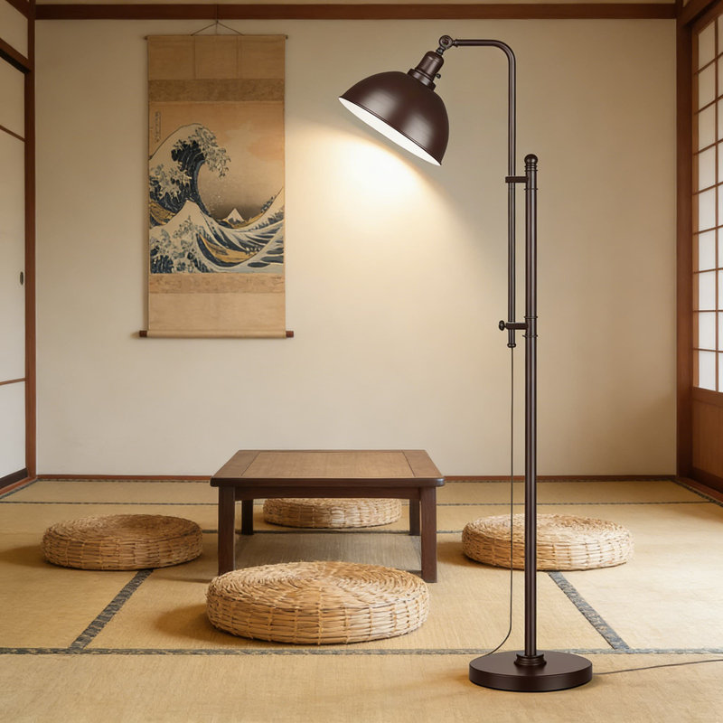 Lampe sur pied industrielle réglable avec télécommande, lampe sur pied rustique pour salon, chambre à coucher, bureau avec ampoule intelligente à intensité variable