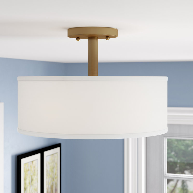 Jaida Fabric Semi Flush Mount, Gold
