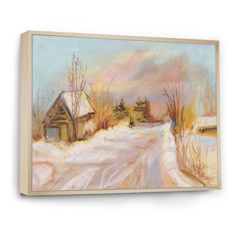 Cold Winter Winter Day - reproduction sur toile, H 12 po x l 20 po x P 1 po, Cadre flottant en érable