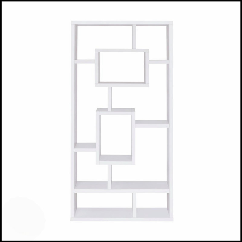 Bibliothèque rectangulaire à 10 tablettes au design épuré et au rangement spacieux, parfaite pour l'organisation moderne