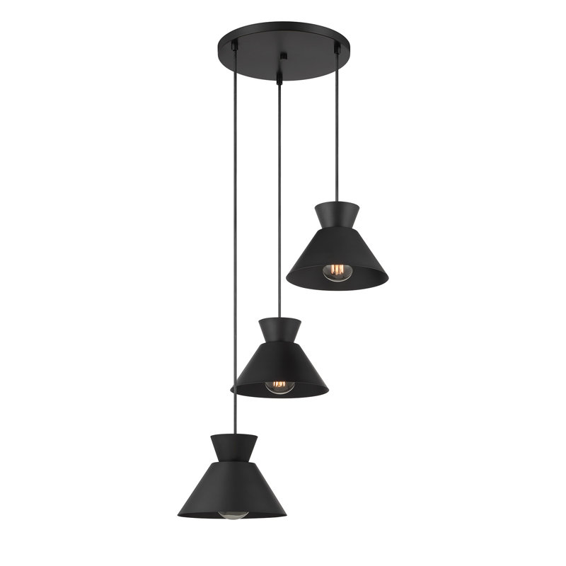 Lustre multi-points 3 lumières Nyjia, Noir mat