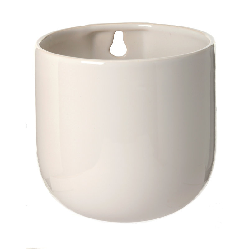 Pot de fleurs en céramique émaillée Aimo, Blanc, H 6 po x l 6 po x p 6 po