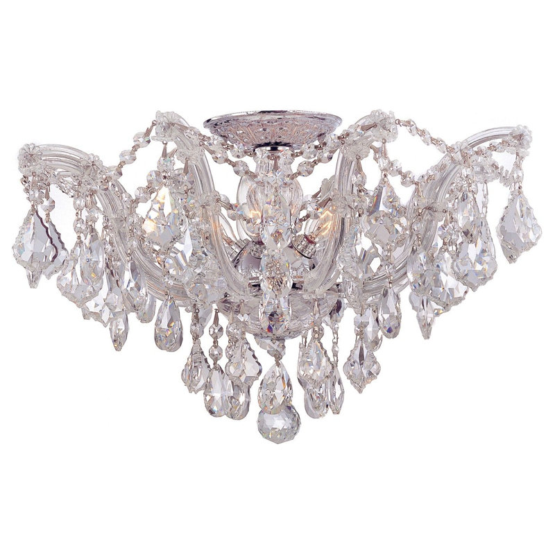 Weekes 5-Light 19" Semi Flush Mount, Polished Chrome, Swarovski Spectra