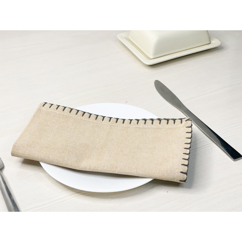 Cotton Solid Colour Square Napkin, Lin / gris