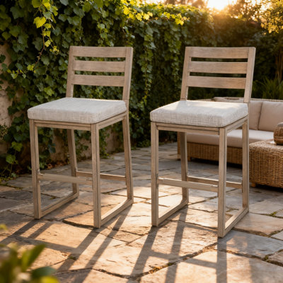 Patio Aluminum High Bar Chairs With Cushions