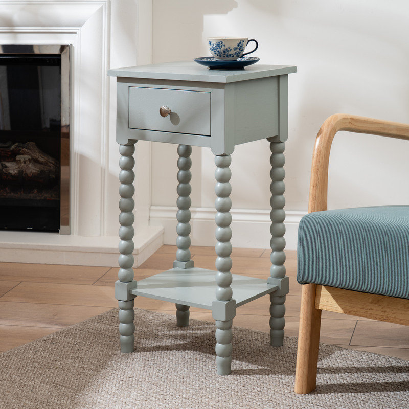 Solid Wood End Table, Grey