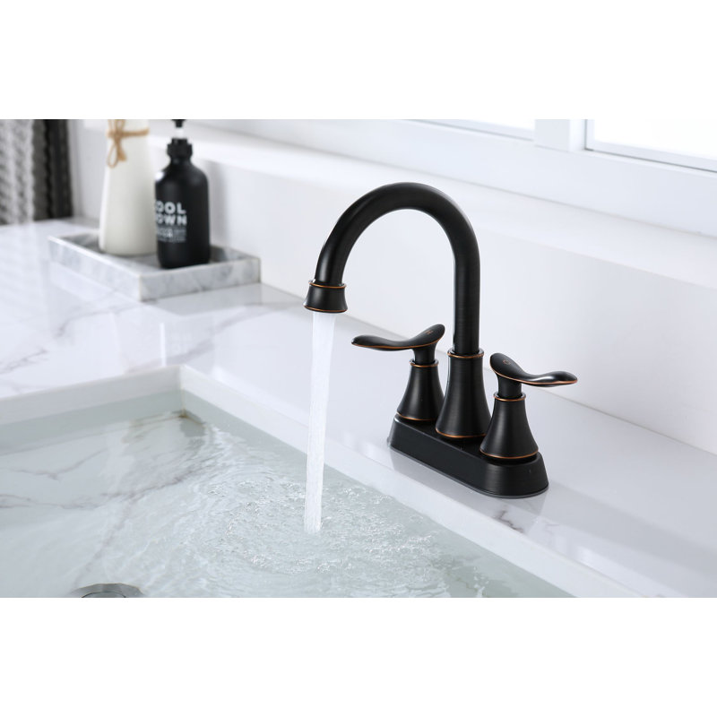 4 Inch 2-Handle High Arc Bathroom Faucet with Supply Hoses and Pop-up Drain, Oil Rubbed Bronze