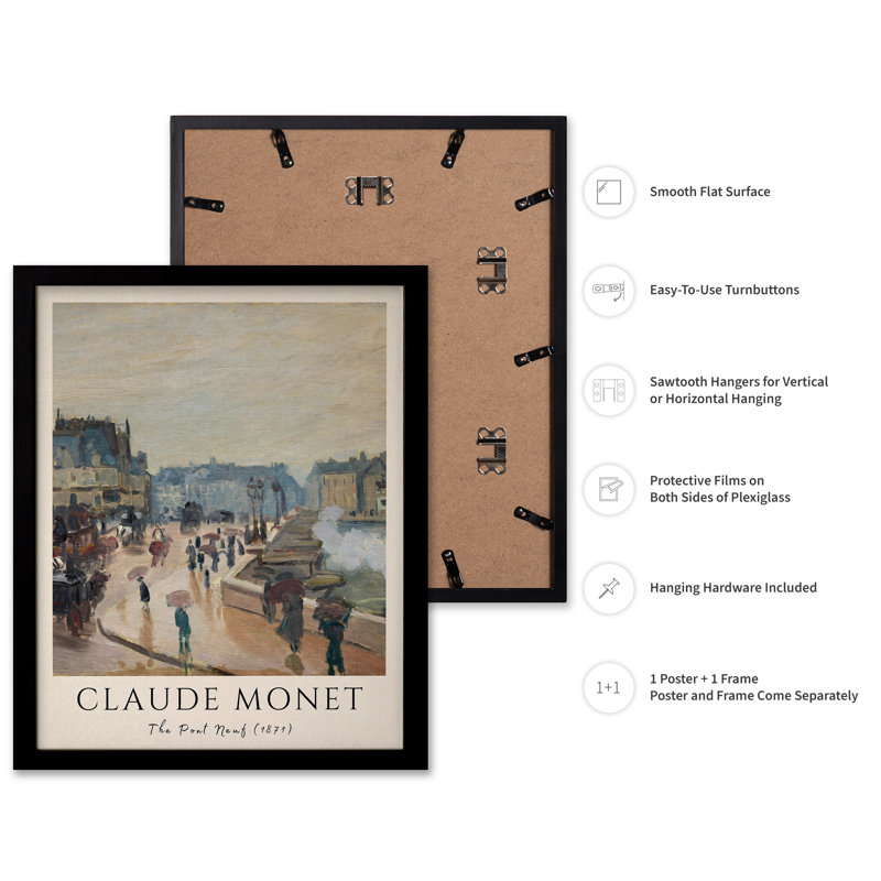 Claude Monet - Pont Neuf, Black Framed, Poster, 11"H x 14"W