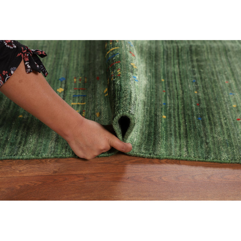 Tapis oriental rayé vert Gabbeh 8