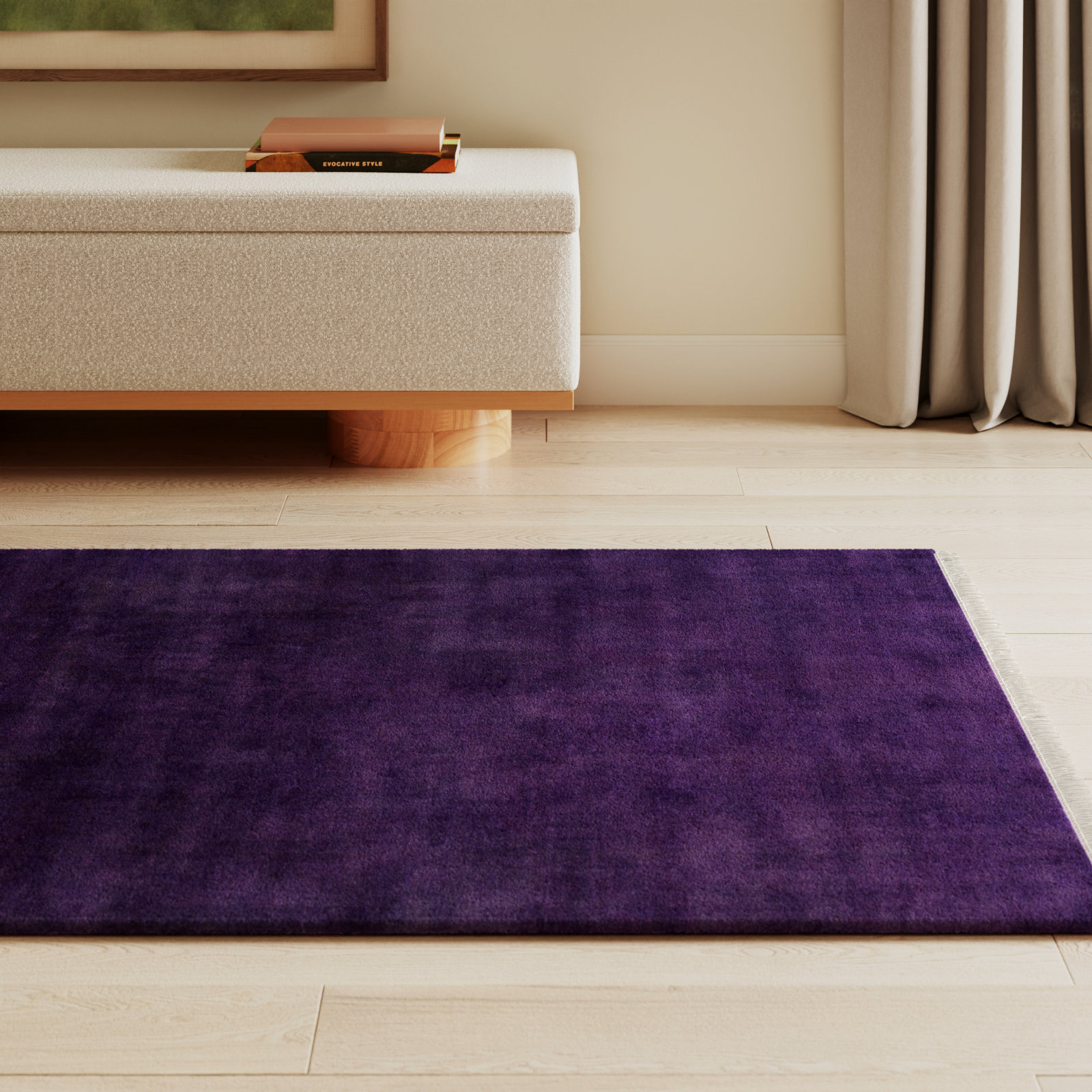 Clio Handmade Wool Purple Rug, Rectangle 6' x 9'