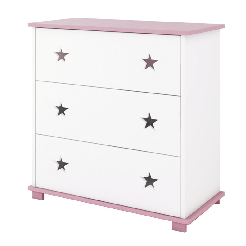 Kaplan Kids 3 - Drawer Chest, Pink/White