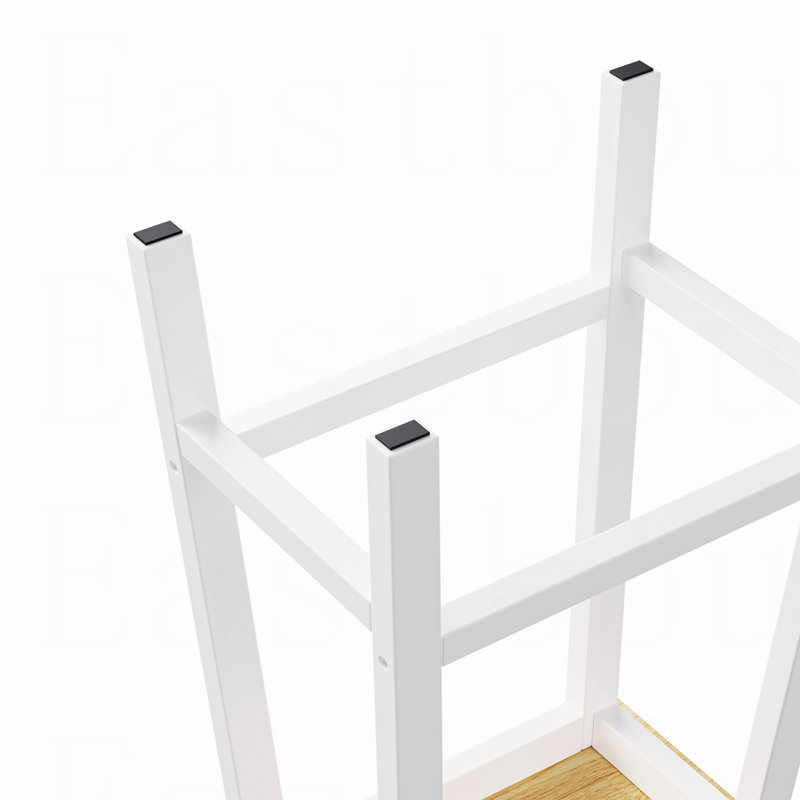 Grand îlot de cuisine de 48 pouces avec 2 tabourets de bar, prise de courant, support de rangement interne pour porte, chariot de rangement de cuisine sur 5 roulettes avec abattant, 5 supports latéraux ouverts, 2 tiroirs, blanc (trois ensembles)