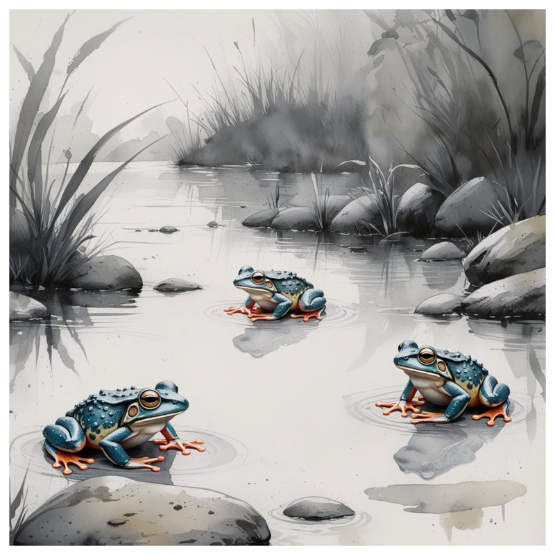 Rideaux de douche Blue Frogs In Pond, L 70 po x H 72 po