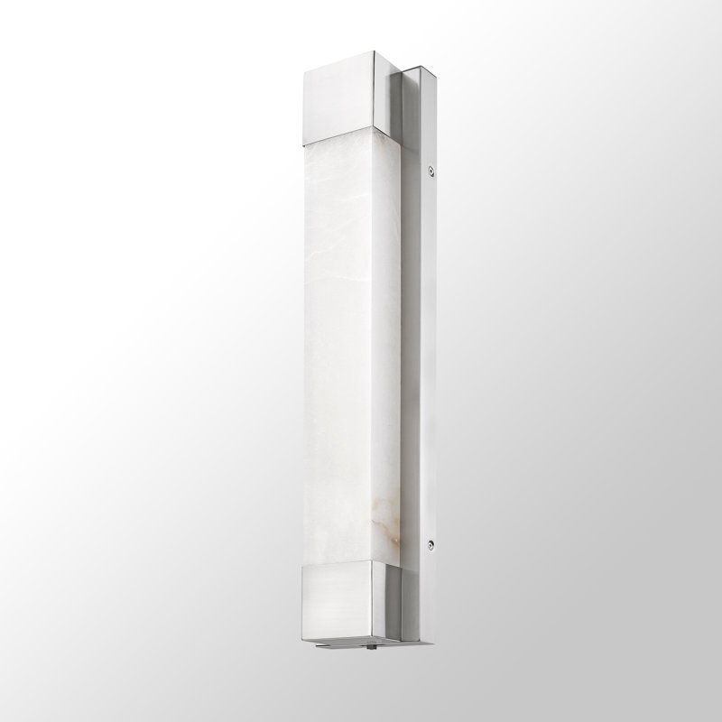 24" Dimmable LED Wall Mounted Sconce With Natural Spanish Marble Shade 5 Colors Adjustable, Brushed Nickel