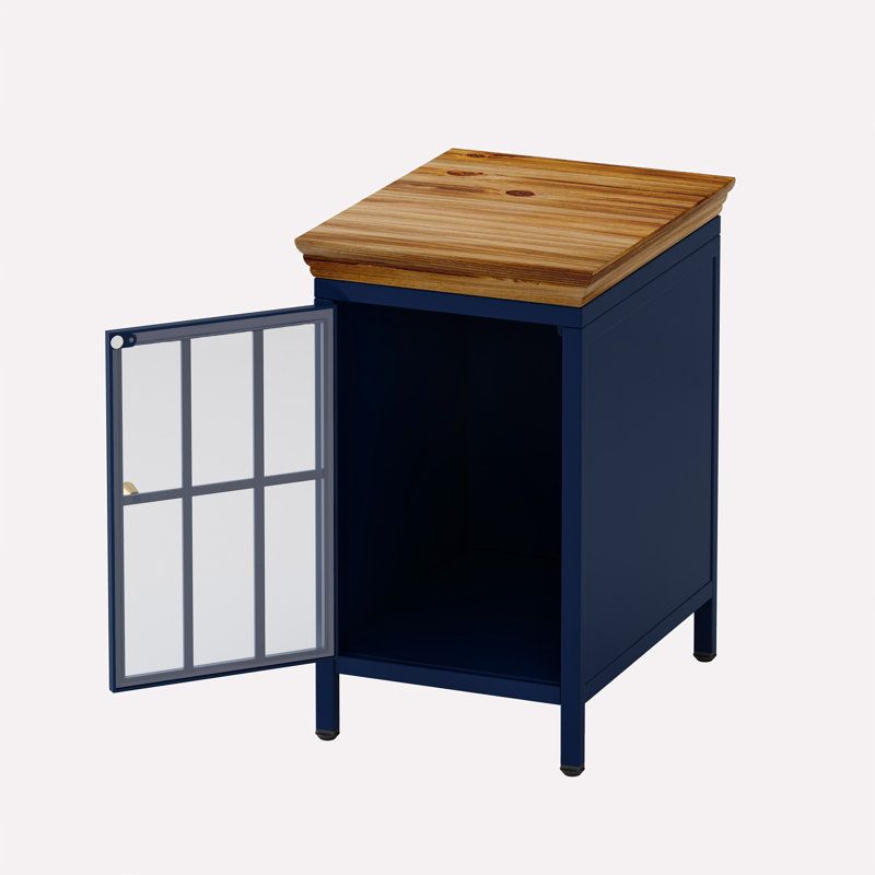 Table de chevet avec armoire de rangement, Bleu foncé
