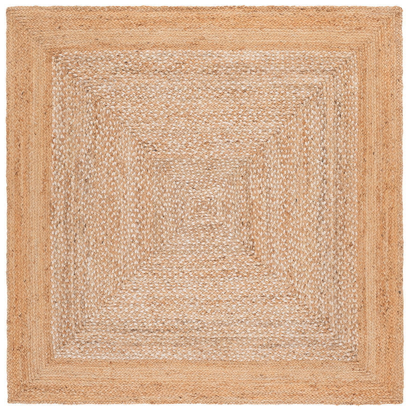 Marie Natural Fiber Hand Woven Jute And Cotton With Latex Solid Color Rug, Square 6'
