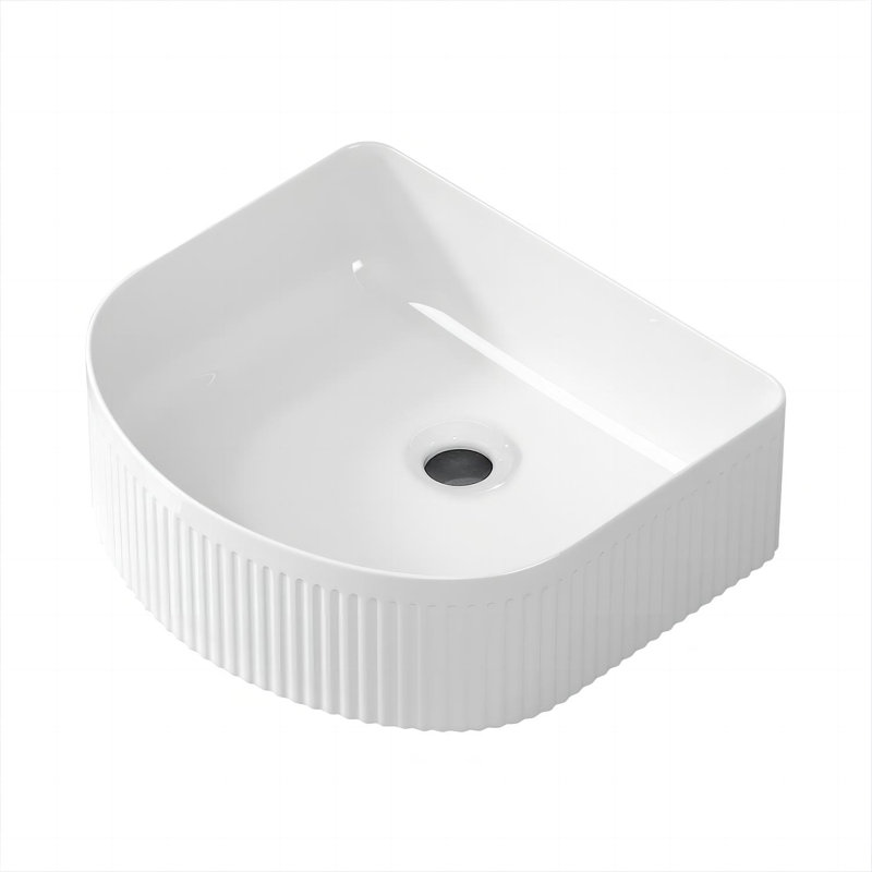 Lavabo de salle de bain vasque en U blanc en céramique 15,75 po Topcraft