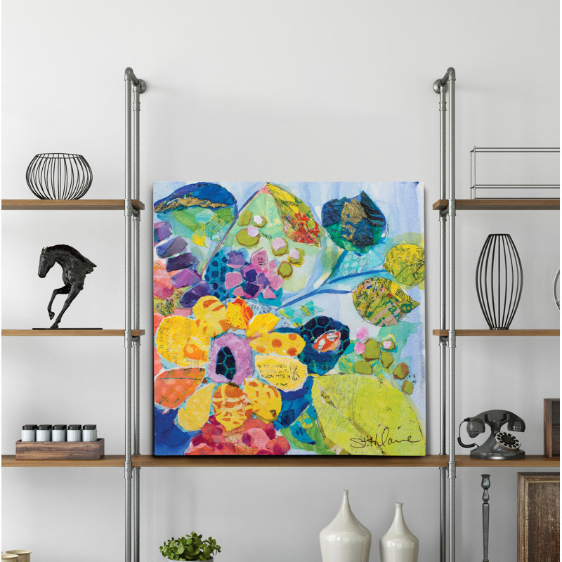 « bold fleuris vi », peinture, H 24 po x l 24 po x P 1,5 po, Toile tendue