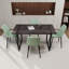 Ensemble de table de salle à manger en bois et panneau de fibres à densité moyenne 59 po en bois noir 59 po, ensemble de table de salle à manger en bois de style médiéval, base en métal rectangulaire, table de salle à manger et chaise en suède-2040414369