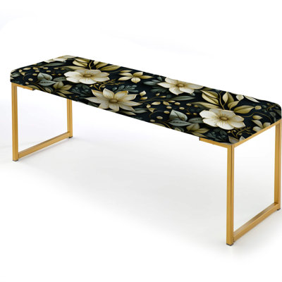 Stormy Botanic Moody Patterns - Botanical Upholstered Gold Bench