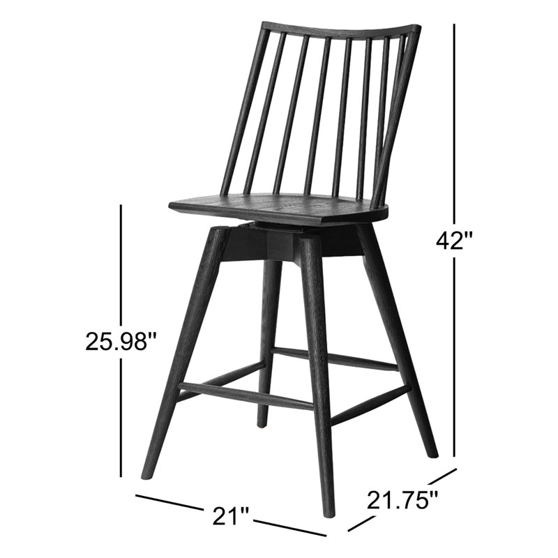 Lewis Swivel Solid Wood Bar Stool, Counter Stool ( 25.98" Seat Height)
