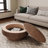 31.5" Modern Round Coffee Table With Storage Solid Wood Veneered Coffee Table Accent Tea Table-1452732522