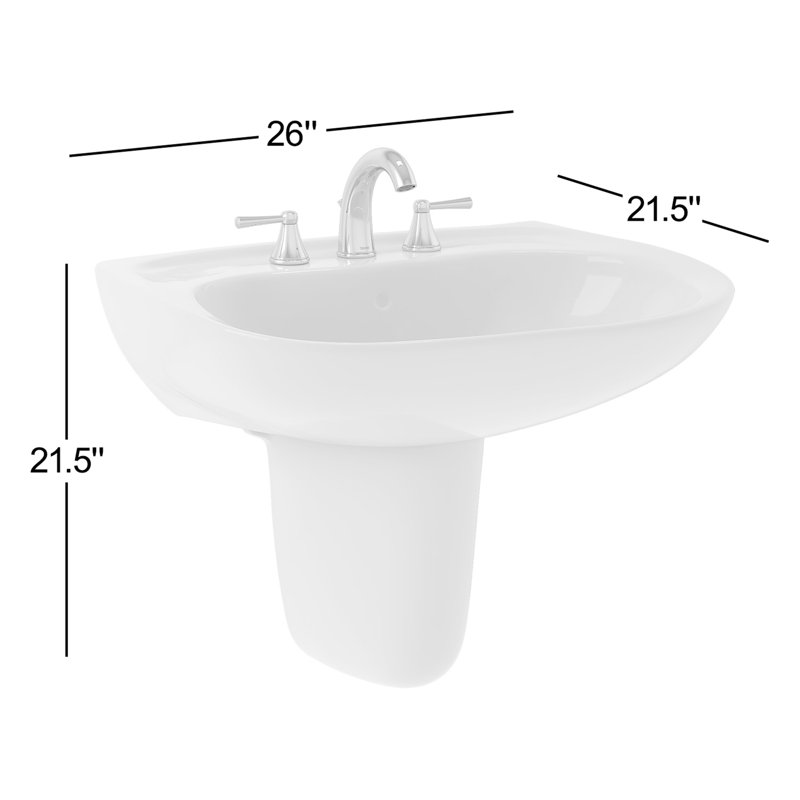 Prominence® Vitreous China Oval Wall Mount Bathroom Sink with Overflow, Cotton, 8" Widespread