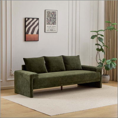 Canapé 3 places en velours rembourré moderne, durable et confortable